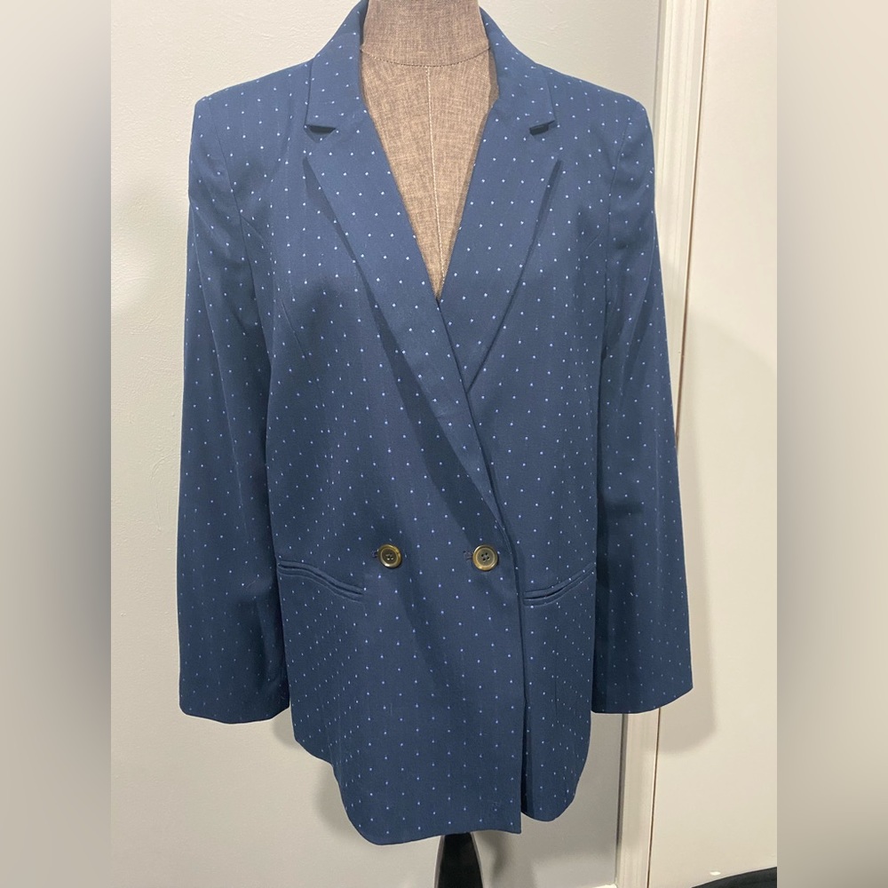 Oversized Blazer navy blue with light blue stitching
